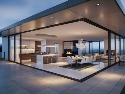 3D Floor plan of a home 3D illustration Open concept living apartment layout background